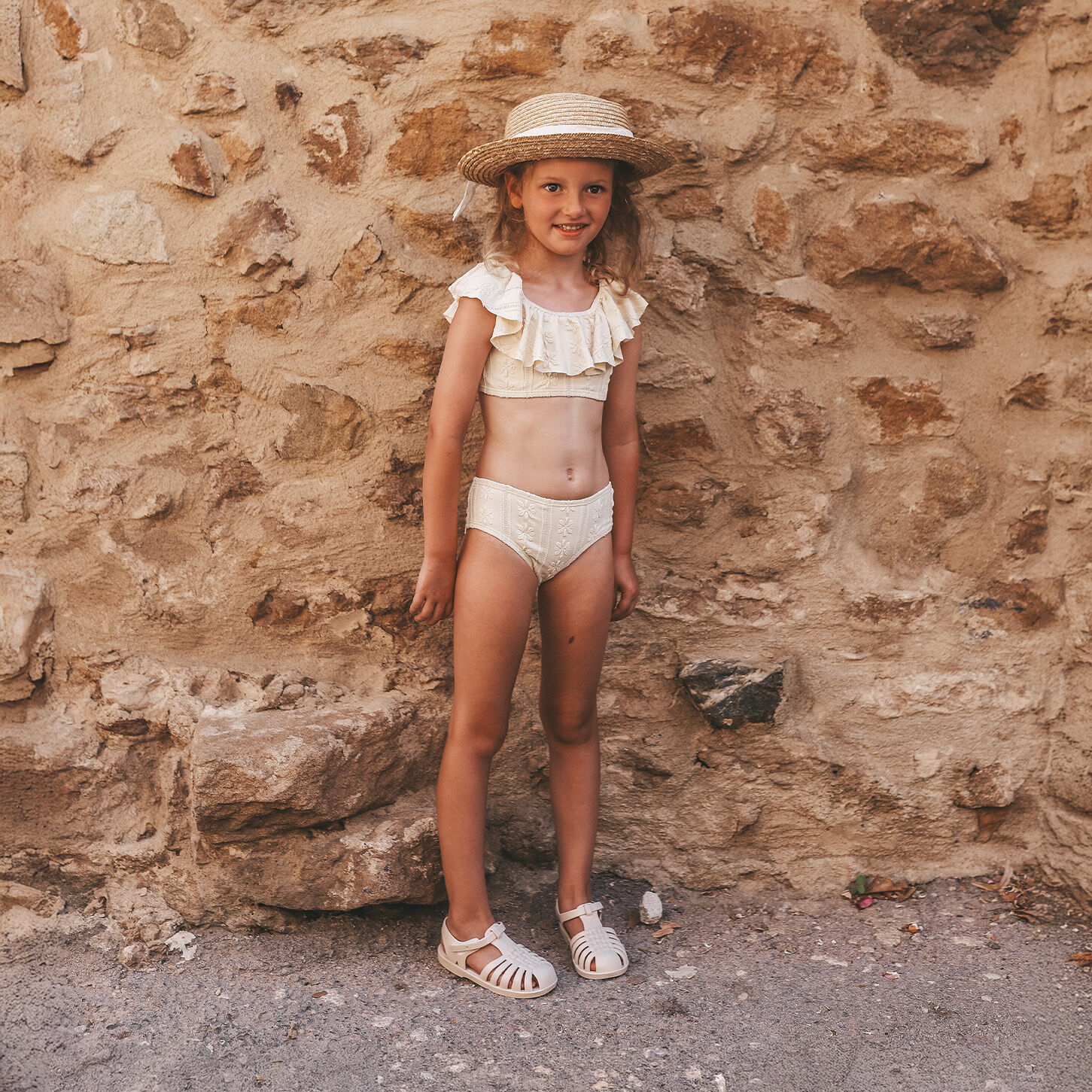 SALTED STORIES Meisjes Zwemkleding Anglaise Bikini Ecru