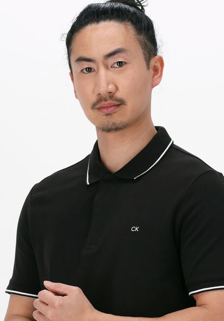 Zwarte CALVIN KLEIN Polo STRETCH PIQUE TIPPING SLIM POLO - large