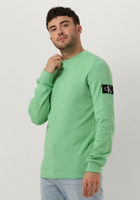 Frank Worthley ramp Heerlijk Groene CALVIN KLEIN Sweater MONOLOGO BADGE WAFFLE LS TEE | Omoda