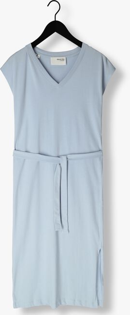 Lichtblauwe SELECTED FEMME Midi jurk SLFESSENTIAL SL V-NECK ANKLE DRESS NOOS - large