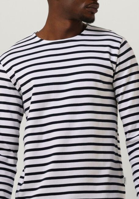Witte SELECTED HOMME  SLHBRIAC STRIPE LS O-NECK TEE - large