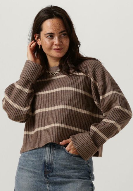 Beige CO'COUTURE Trui ROW STRIPE BOX CROP KNIT - large