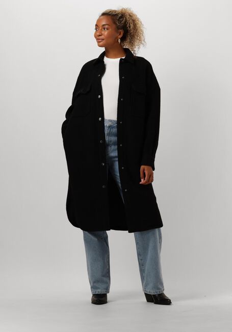 Zwarte ALIX THE LABEL Mantel LADIES WOVEN LONG FELTED WOOL JACKET Zwarte ALIX THE LABEL Mantel LADIES WOVEN LONG FELTED WOOL JACKET - large