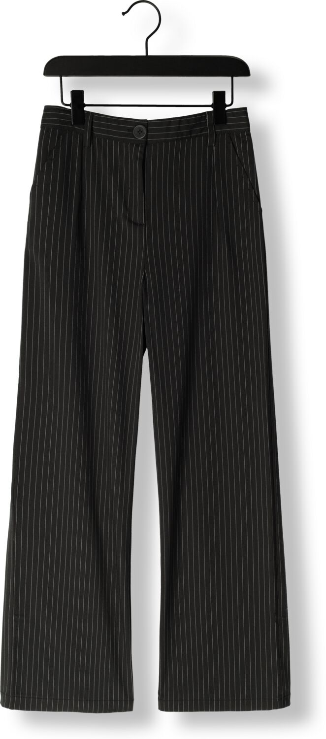 Vingino high waist straight fit broek Susie met krijtstreep zwart