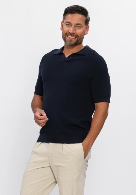 Donkerblauwe PROFUOMO Polo POLO OPEN COLLAR RIB - large