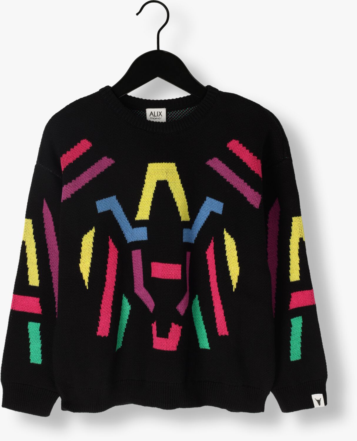 Zwarte ALIX MINI Trui KNITTED MULTICOLOUR JUMPER Omoda