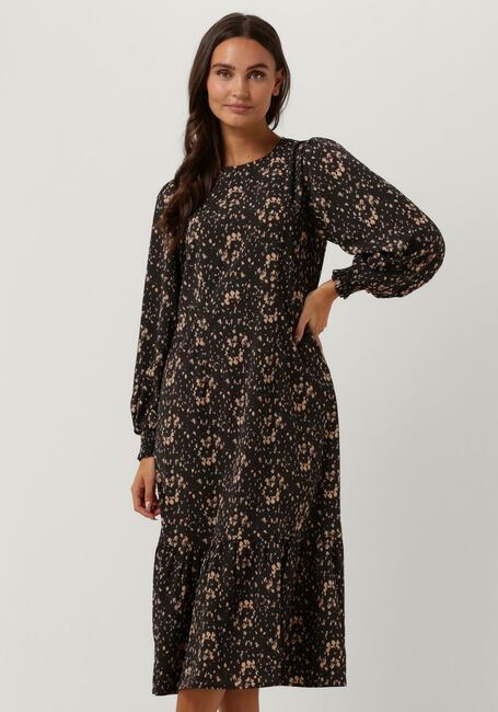 Bruine NEO NOIR Midi jurk VIKA MIX TEXTURE DRESS - large