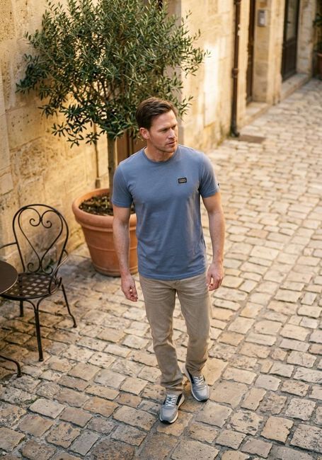 Lichtblauwe PME LEGEND T-shirt SHORT SLEEVE R-NECK GUYVER TEE - large