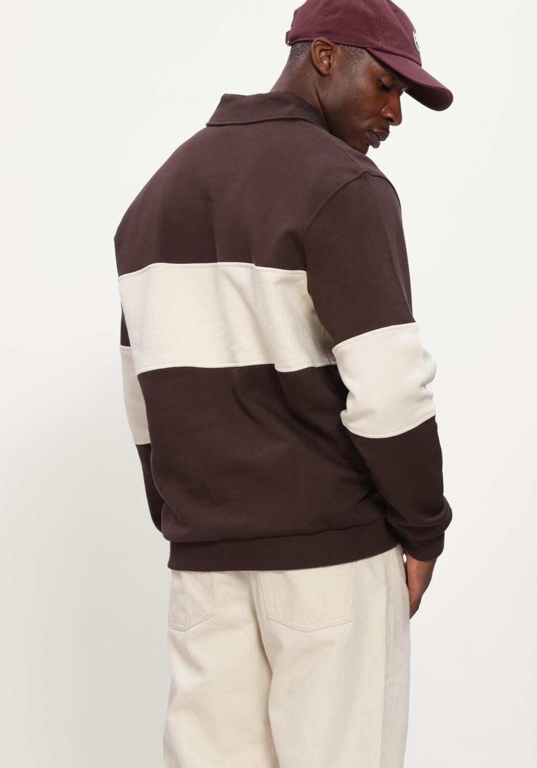 Bruine LES DEUX Sweater ZIPPER RUGBY SWEATSHIRT - large