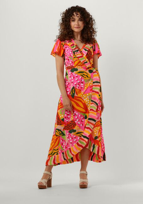 Roze Y.A.S. Midi jurk YASTROPICANA SS WRAP DRESS - large