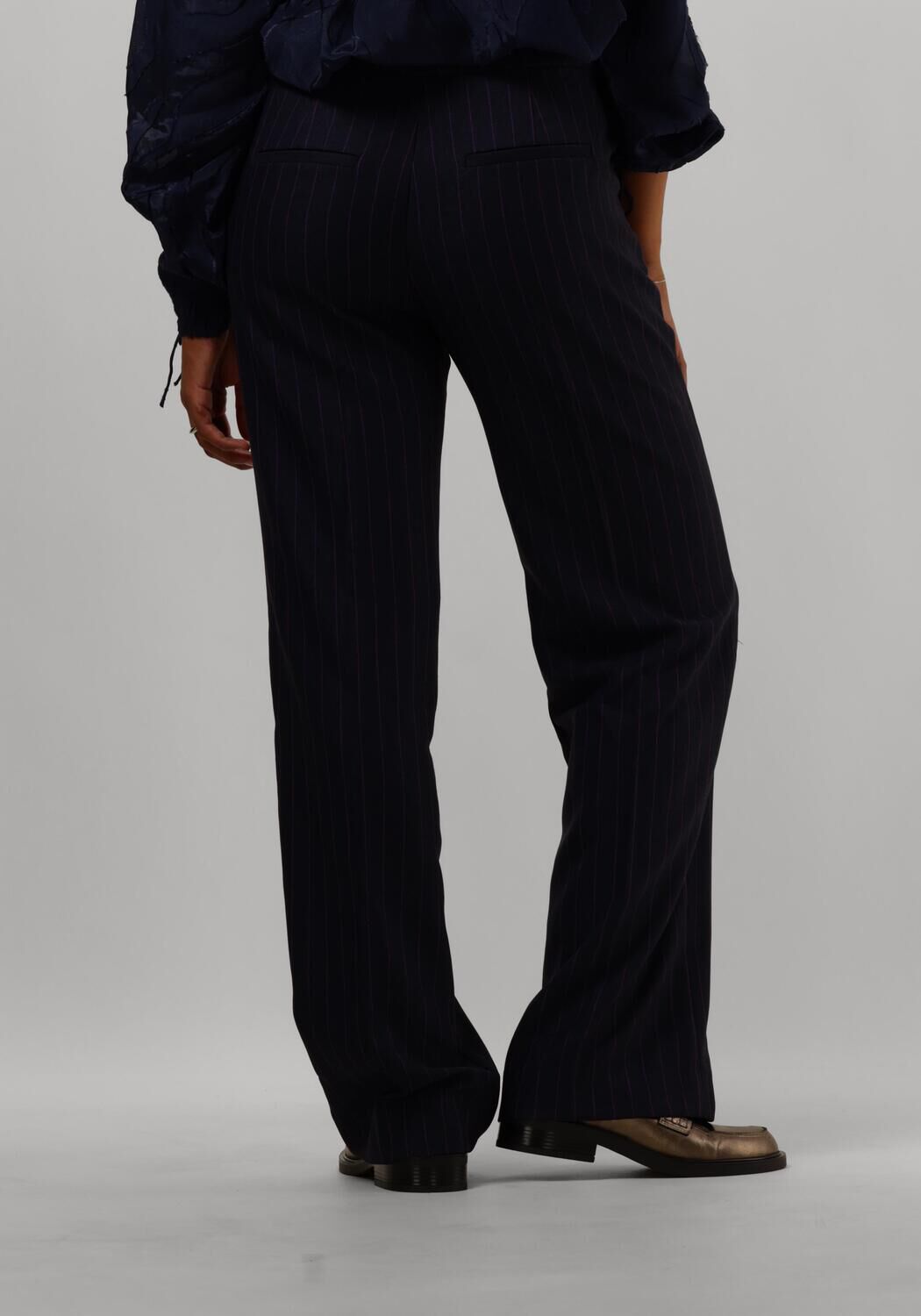 POM AMSTERDAM Dames Broeken Striped Midnight Blue Blauw