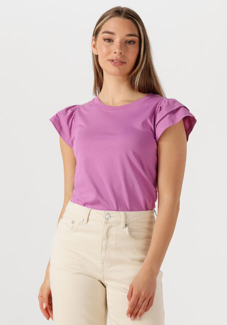 Paarse SELECTED FEMME T-shirt SLFCAMILA SS RUFFLE TEE - large