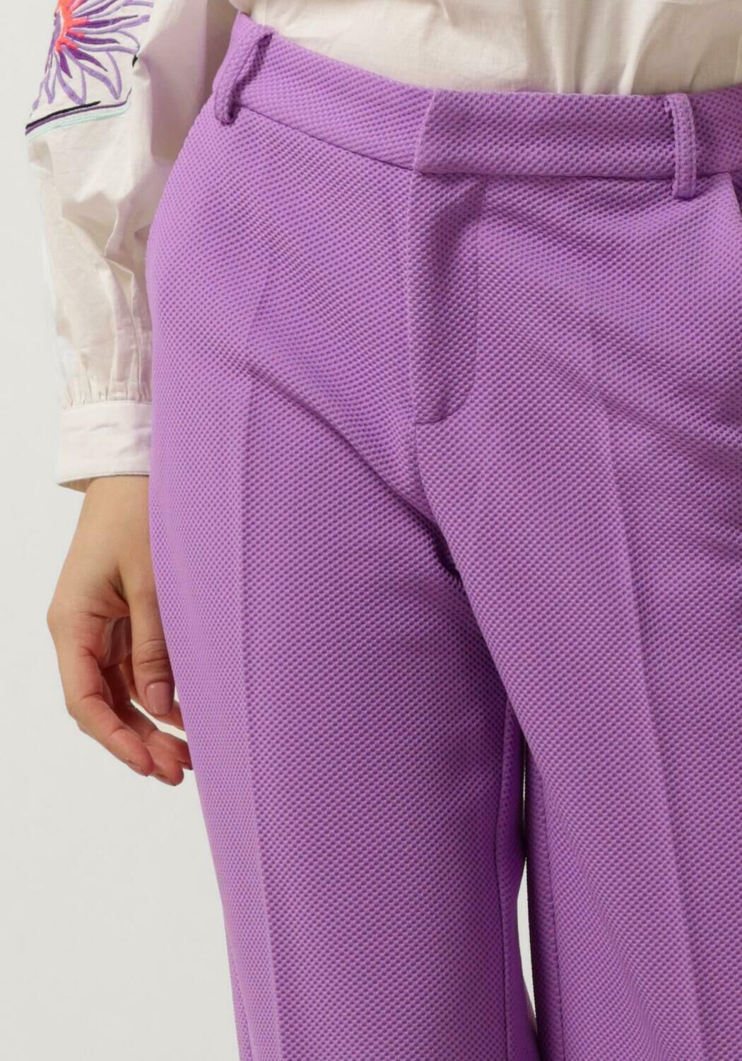 POM AMSTERDAM Dames Broeken Pique Wide Leg Purple Pants Lila