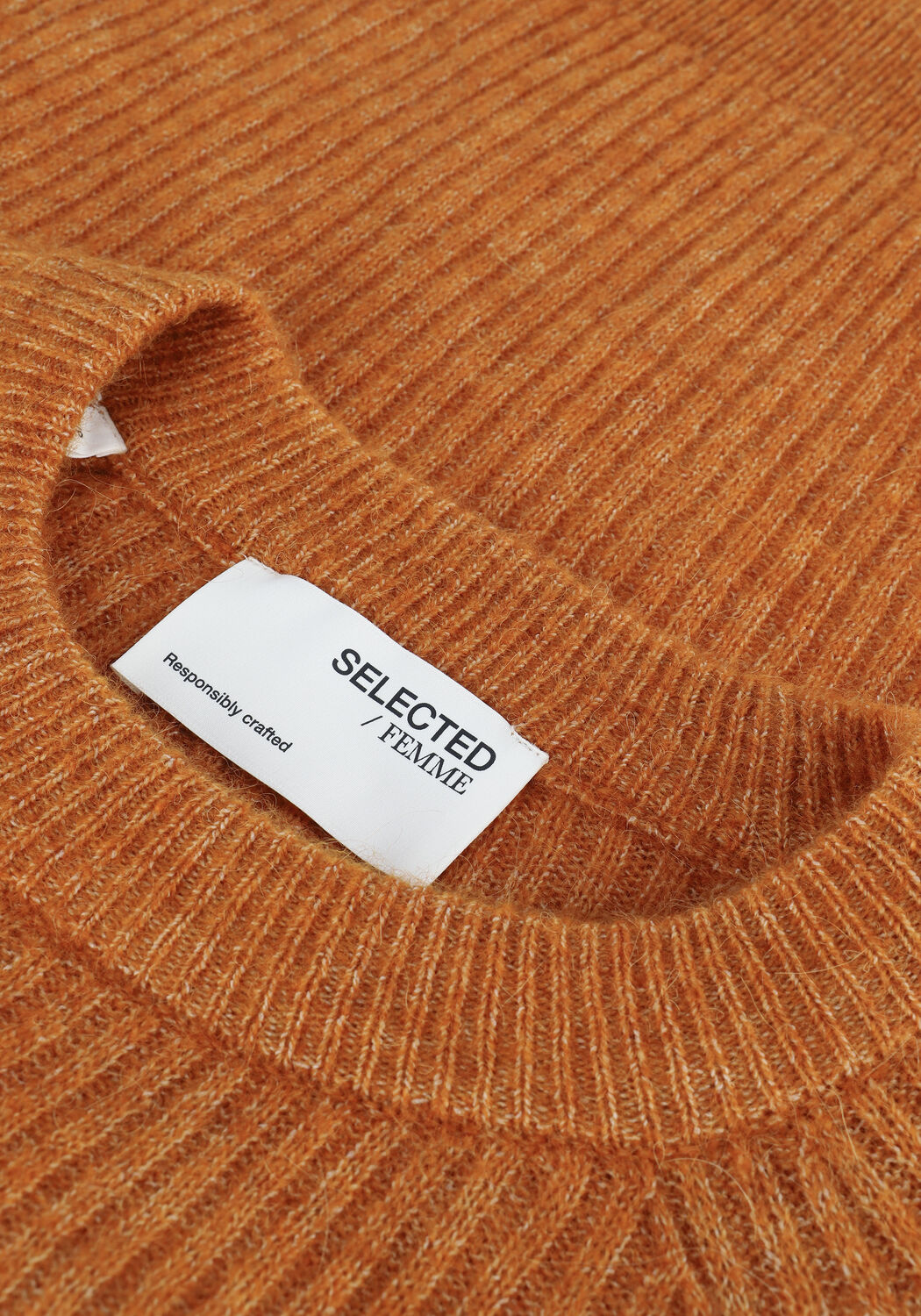 Bruine SELECTED WOMEN Trui SLFSTAR LS KNIT RIB STRIP X-MA - large