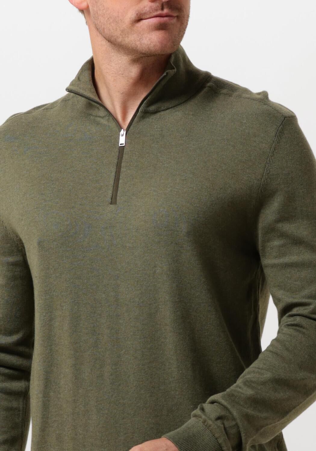 SELECTED HOMME Heren Truien & Vesten Slhberg Half Zip Cardigan Noos Groen