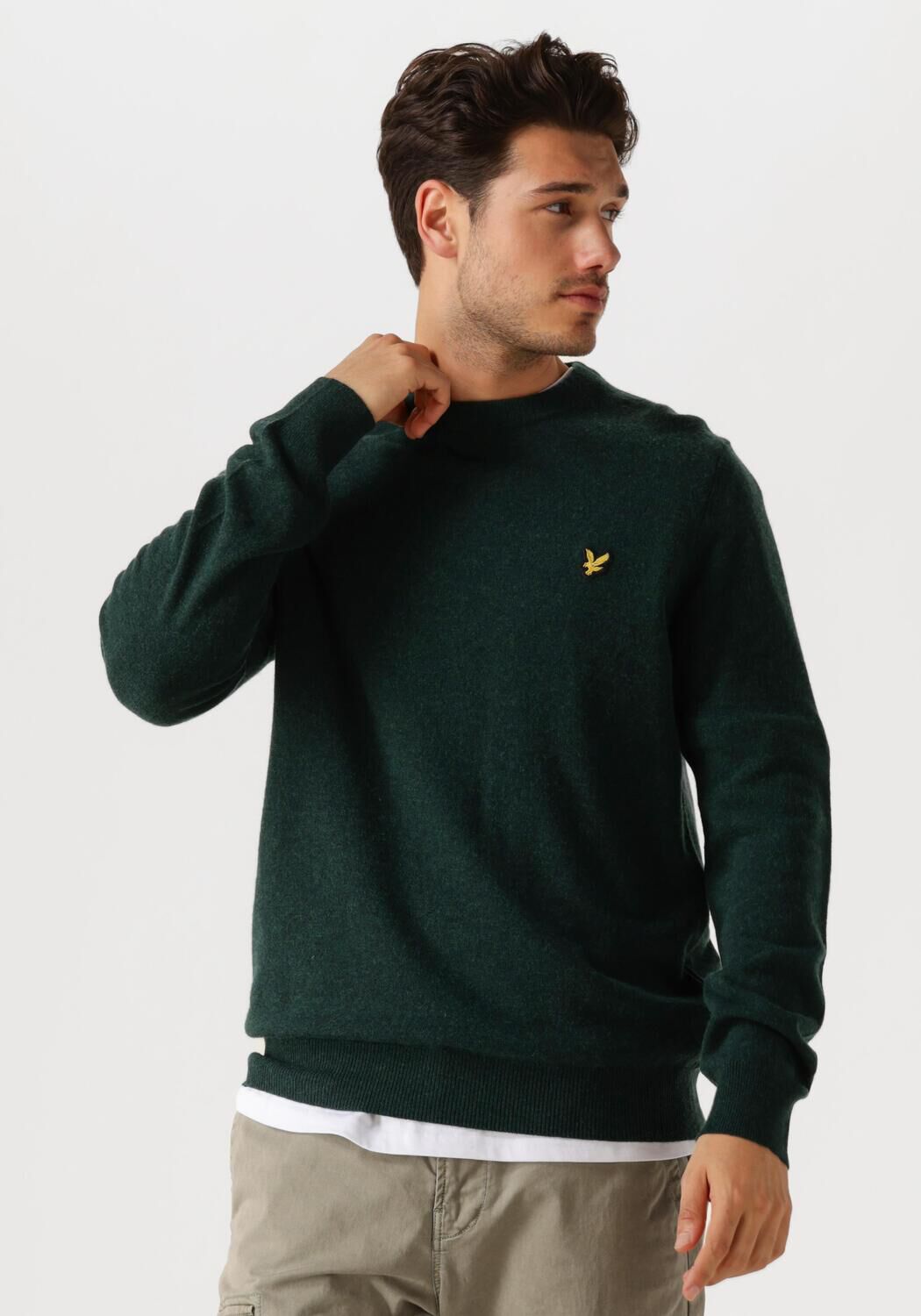 LYLE & SCOTT Heren Truien & Vesten Lambswool Blend Crew Neck Jumper Groen