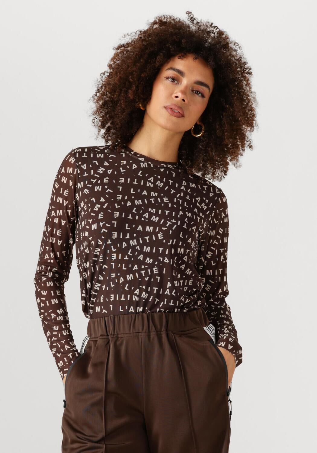 HAUTE L'AMITIÉ Dames Tops & T-shirts L'amitie Mesh Ls O-neck Bruin
