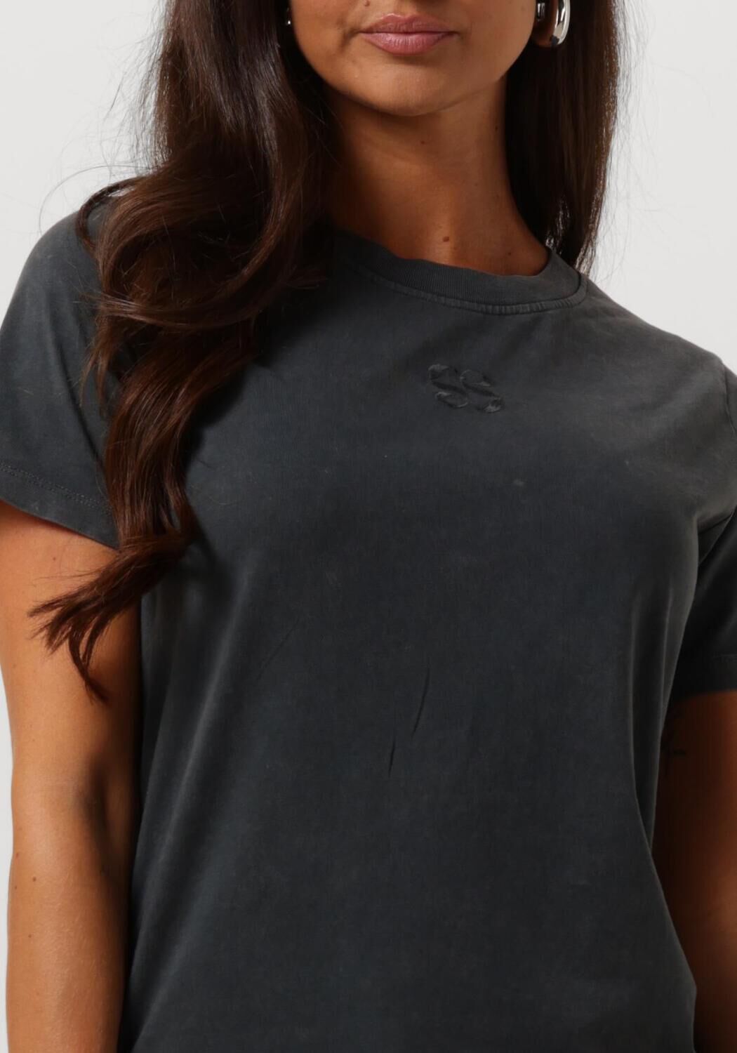 MY ESSENTIAL WARDROBE Dames Tops & T-shirts Seattlemw Logo Emb. Tee Donkergrijs