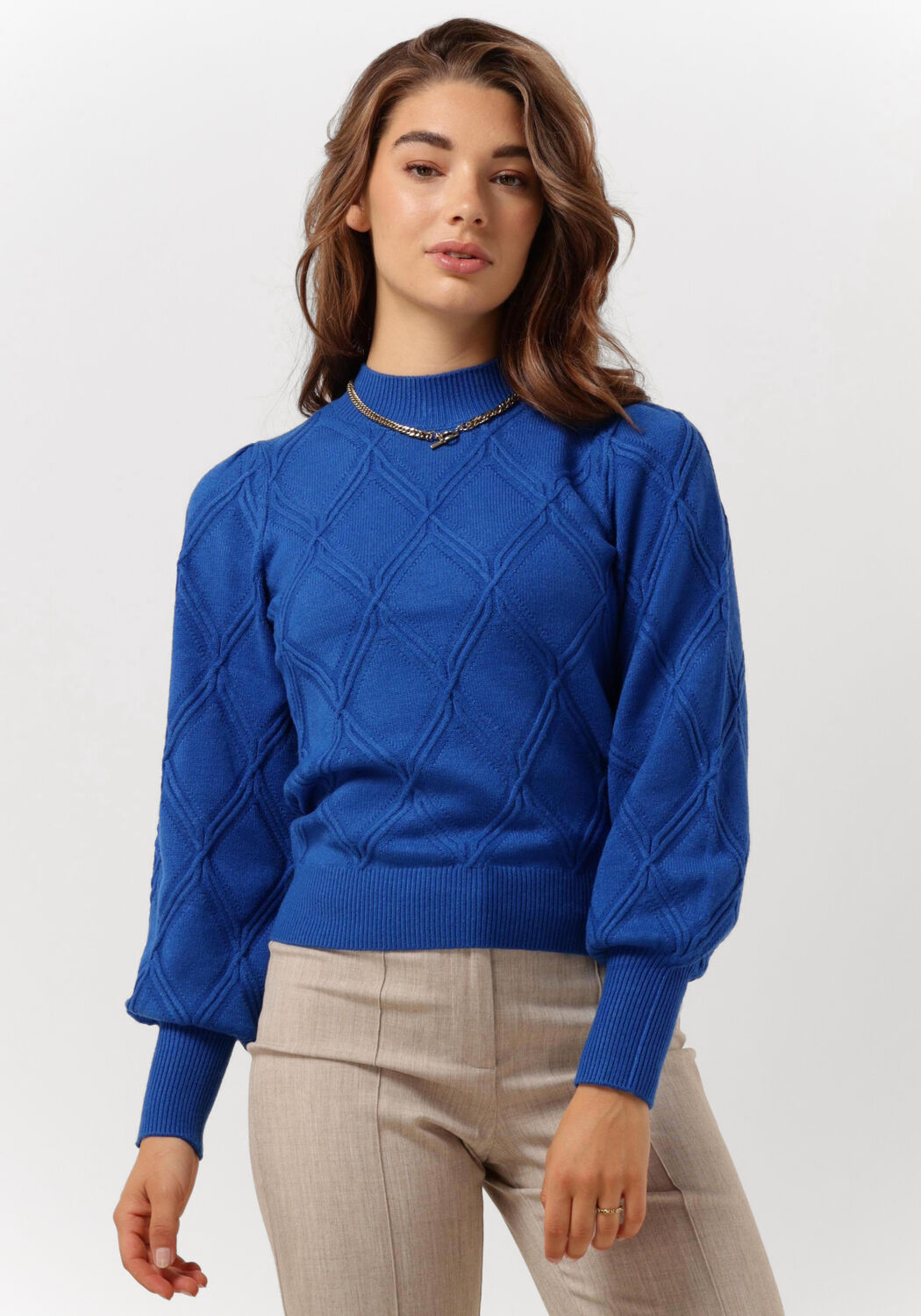blauwe y.a.s. trui yasyva ls knit pullover