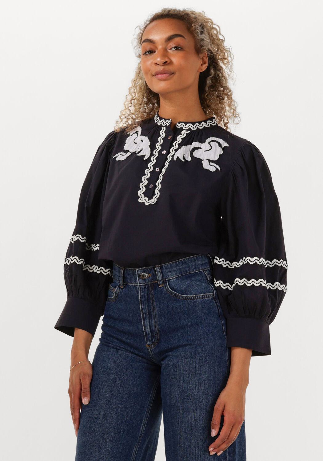 ANTIK BATIK Dames Blouses Dali Blouse Donkerblauw