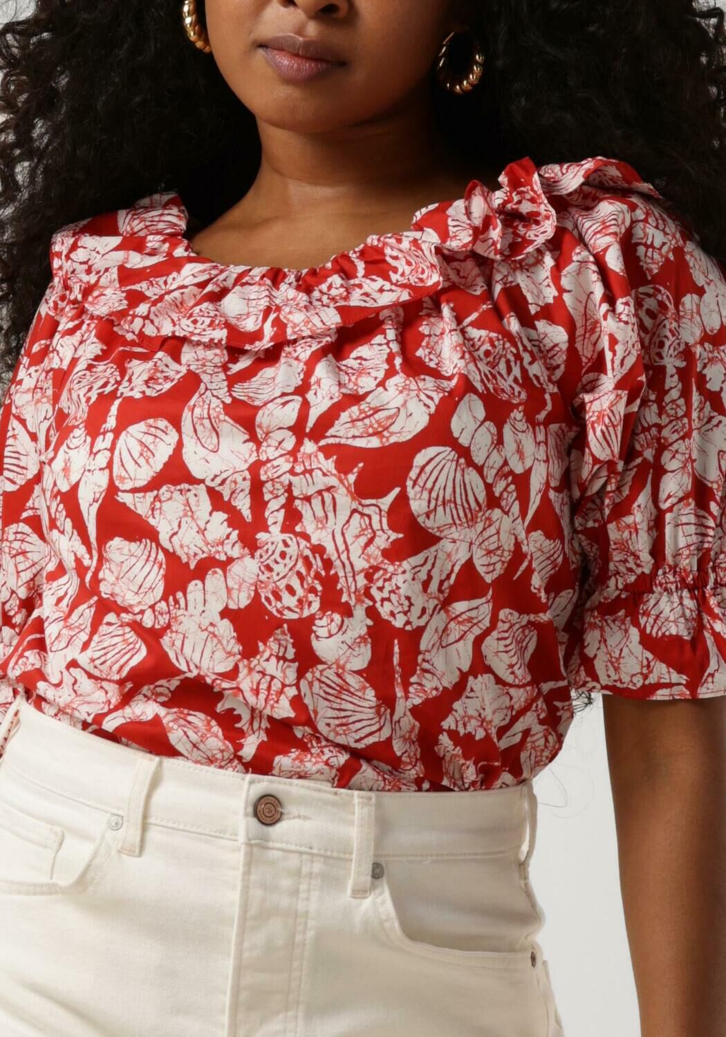 SCOTCH & SODA Dames Tops & T-shirts Off Shoulder Top With Rufflesda Rood