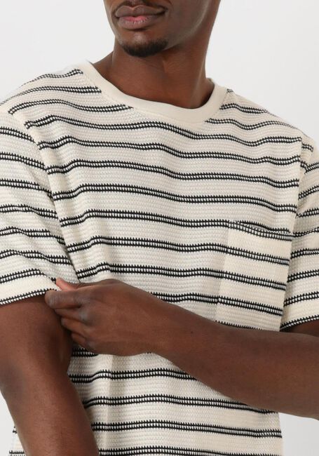 Ecru ANERKJENDT T-shirt AKKIKI JACQ STRIPE TEE - large