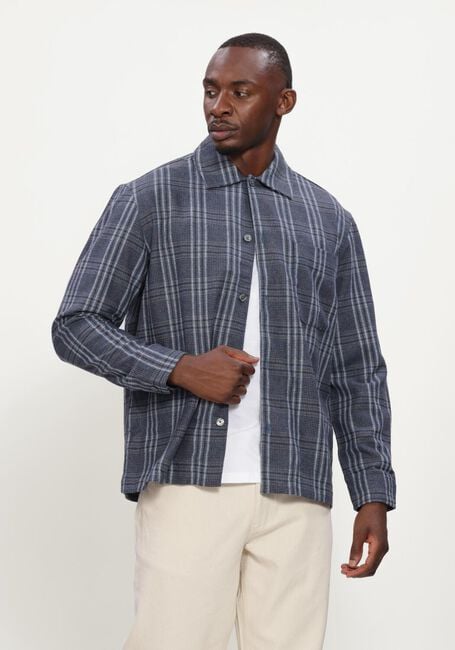 Blauwe SELECTED MEN Casual overhemd SLMRLXSVEND WT CHECK WOOL BLEND LIGHT OS - large