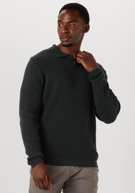 Donkergroene DSTREZZED Trui KOSTAS LONGSLEEVE POLO - large