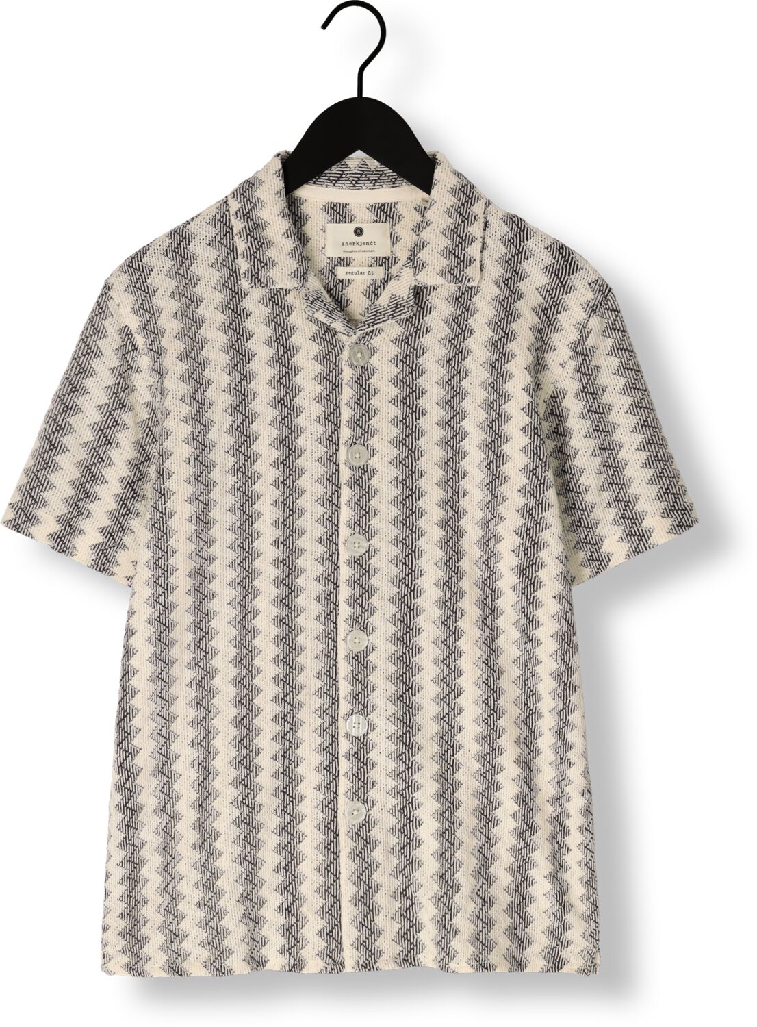 ANERKJENDT Heren Overhemden Akleon Jacquard S s Shirt Gebroken Wit