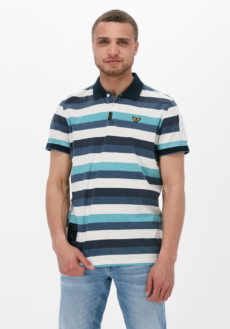 Blauwe PME LEGEND Polo SHORRT SLEEVE POLO WASHED JERSEY STRIPE - large