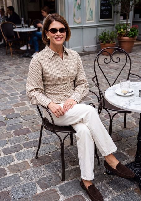 Beige NOTRE-V Blouses NV-ISA BIG CHECK - large