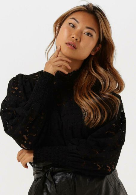 Zwarte ALIX THE LABEL Blouses LADIES KNITTED STRETCH LACE TOP - large