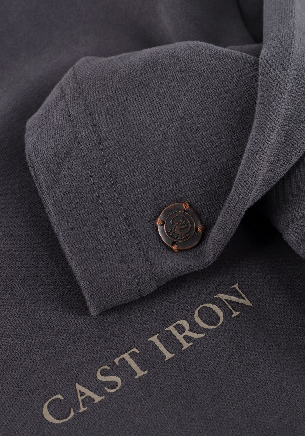 Grijze CAST IRON T-shirt RELAXED FIT PEACHED JERSEY - large