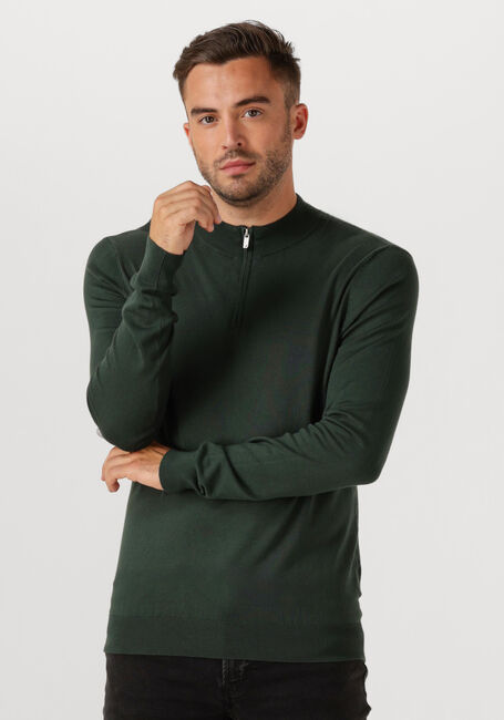 Donkergroene PURE PATH Trui REGULAR FIT HALF ZIP KNITWEAR - large
