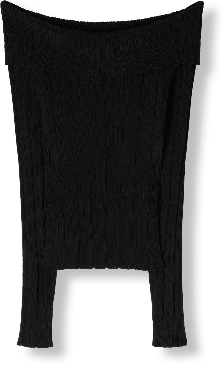 GESTUZ Dames Tops & T-shirts Silvigz Rib Ls Off Shoulder Zwart