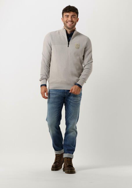 Grijze PME LEGEND Trui HALF ZIP COLLAR COTTON PLATED - large