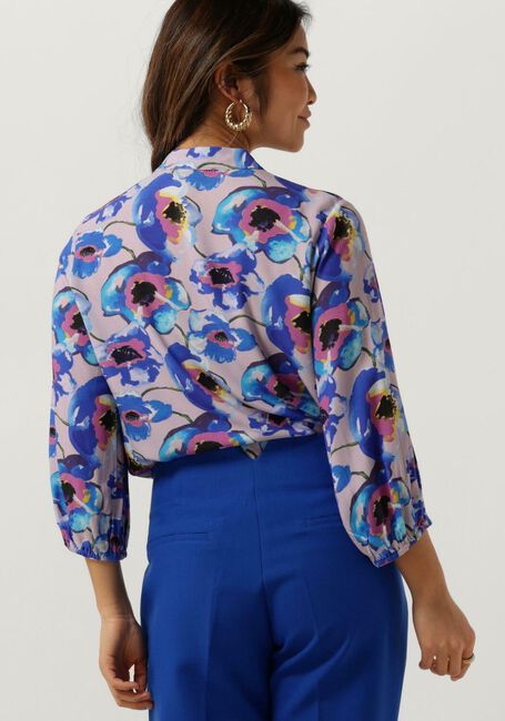 Blauwe JANSEN AMSTERDAM Blouses PF126 PRINTED 3/4 RAGLAN SLEEVE TOP - large