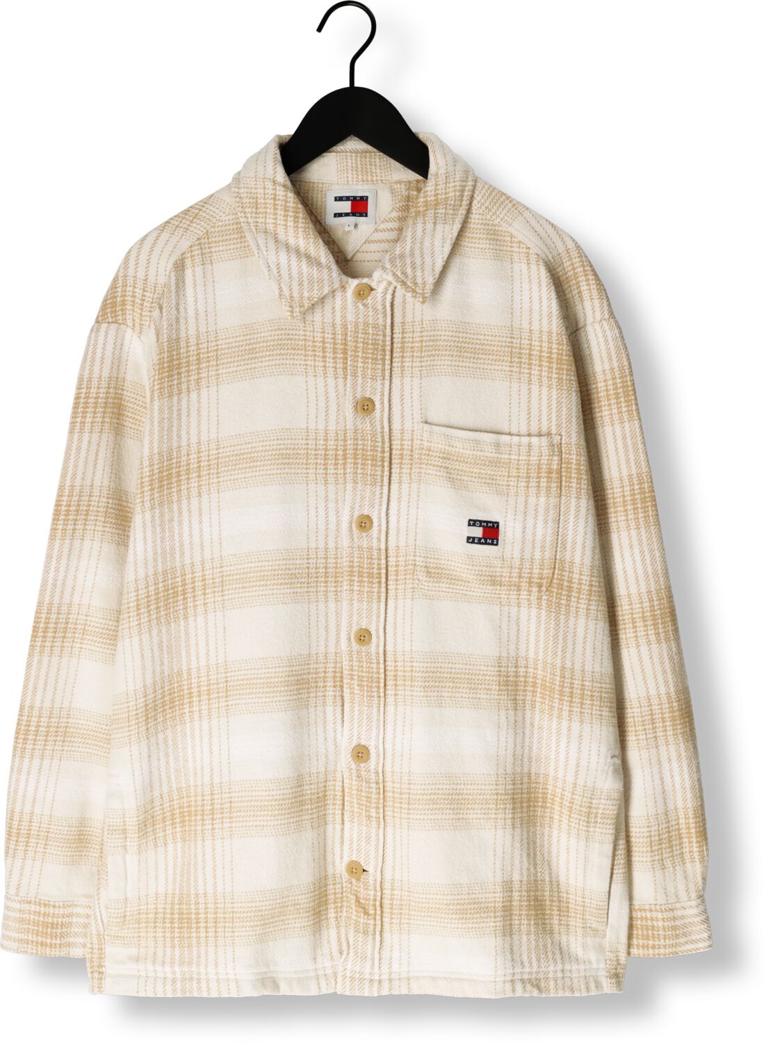TOMMY JEANS Heren Overhemden Tjm Badge Check Overshirt Beige