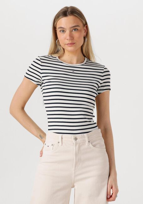Witte TOMMY JEANS T-shirt TJW SLIM ESSENTIAL RIB SS EXT - large