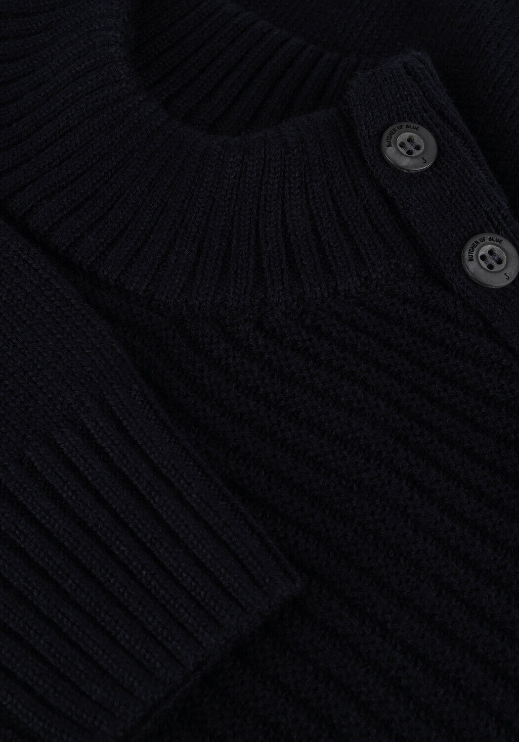 Donkerblauwe BUTCHER OF BLUE Trui MORRIS MOCK BTN - large