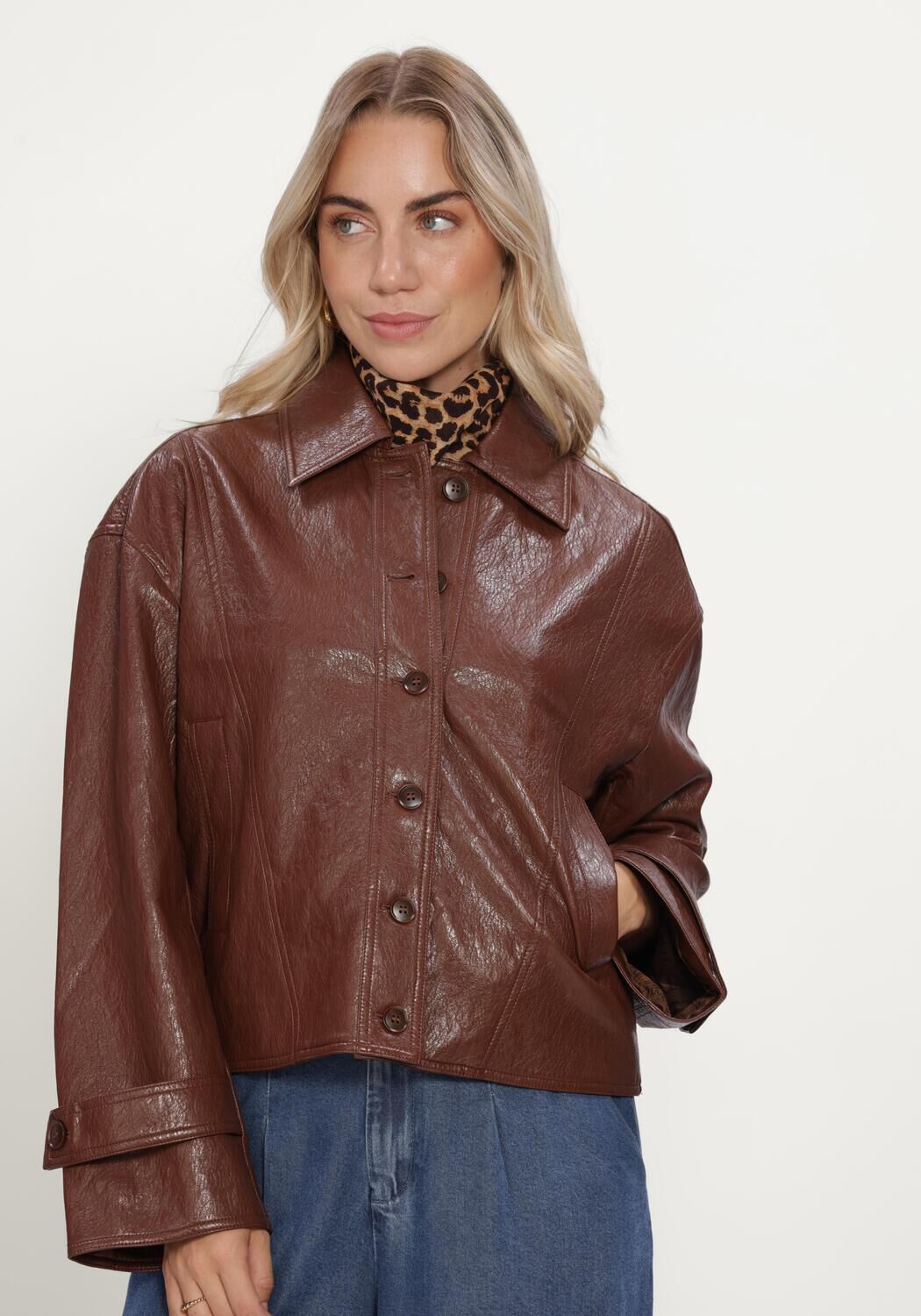 Bruine SUMMUM Leren jas JACKET FAUX LEATHER - large