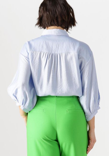 Blauwe JANSEN AMSTERDAM Blouses ODESSA BLOUSE FS 707 3/4 PUFFED SLEEVE GREEN EMBROIDERY - large