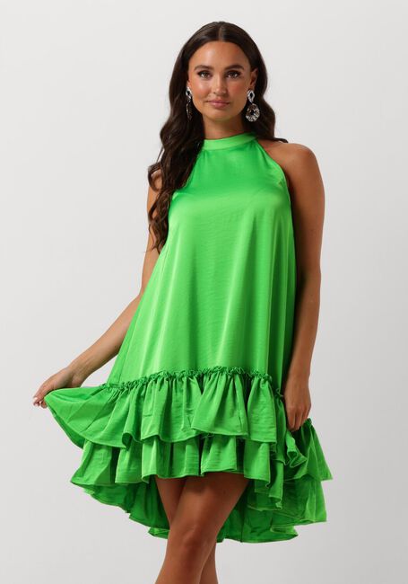 Groene Y.A.S. Mini jurk YASELEANOR SL HALTERNECK DRESS - large