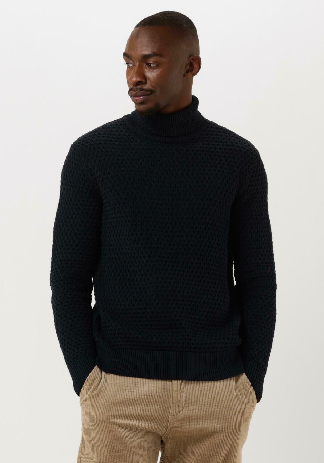 donkerblauwe selected homme coltrui remy ls knit all stu roll neck w camp