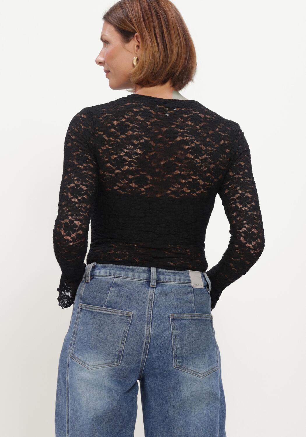 Zwarte NOTRE-V Top NV-HILLECHIEN LACE TOP - large