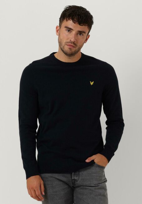 Blauwe LYLE & SCOTT Trui CREW NECK COTTON MERINO JUMPER - large