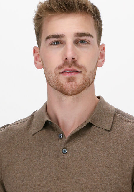 Taupe SELECTED HOMME Polo SLHBERG LS KNIT POLO NECK B NO - large