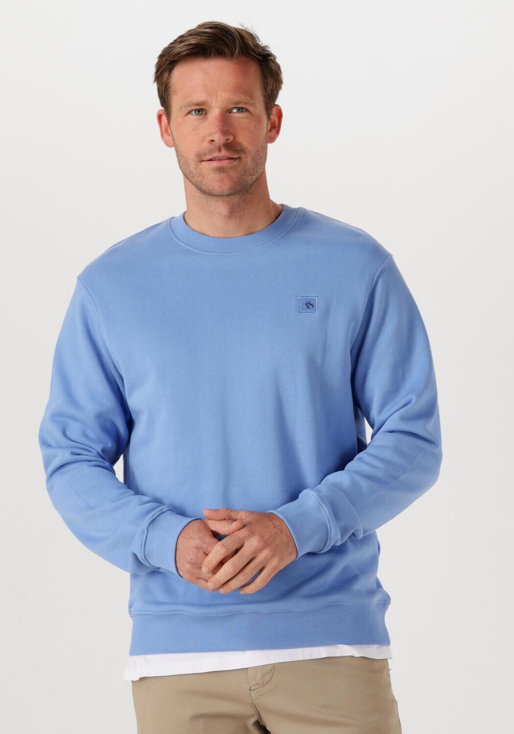 SCOTCH & SODA Heren Truien & Vesten Seasonal Core Regular-fit Logo Sweatshirt Lichtblauw