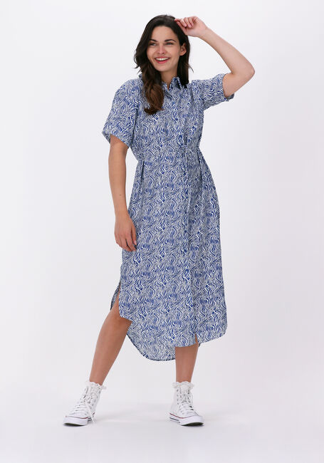 Blauwe MSCH COPENHAGEN Midi jurk ADALINE LADONNA SS SHIRT DRESS AOP - large