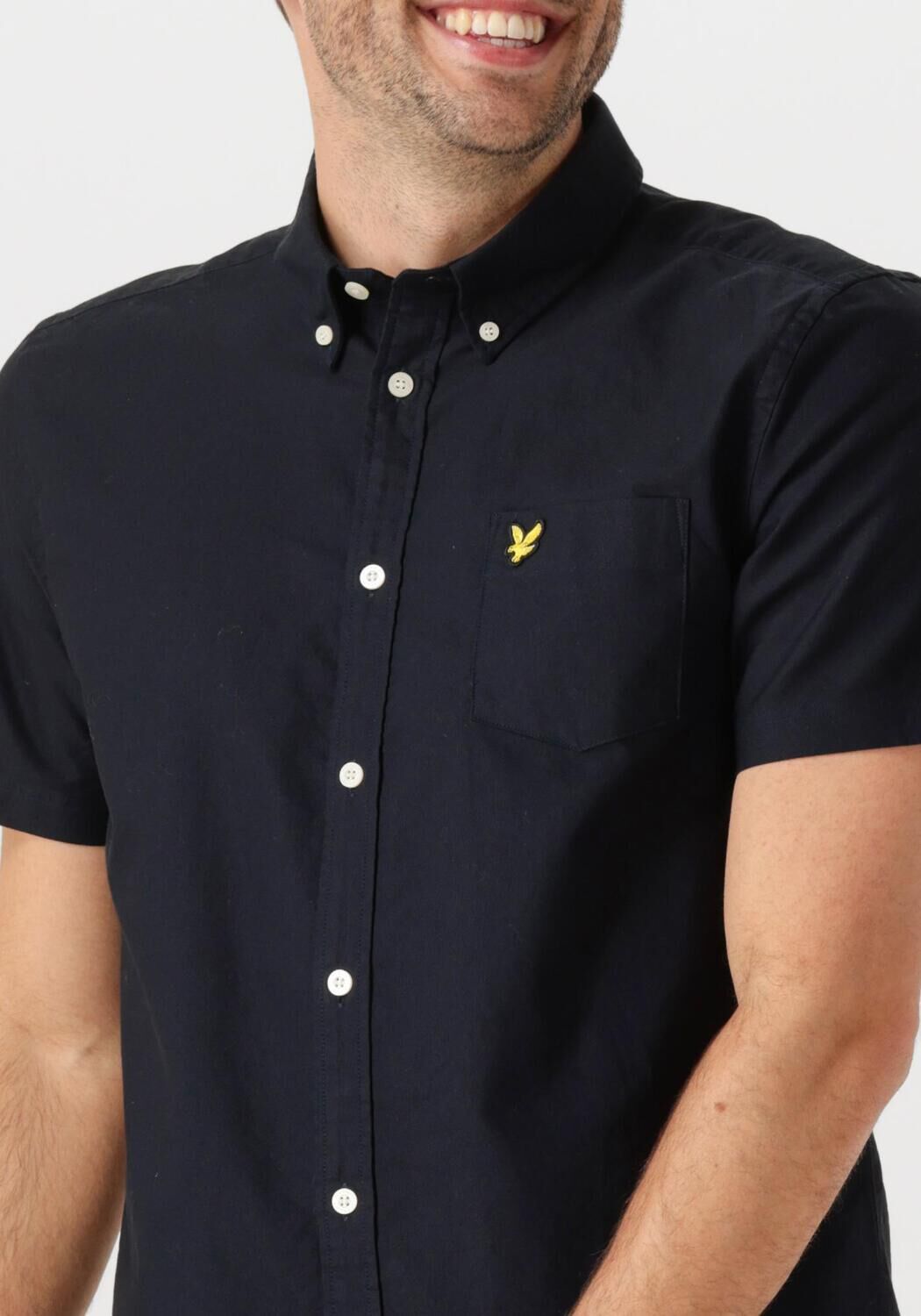 LYLE & SCOTT Heren Overhemden Short Sleeve Oxford Shirt Donkerblauw